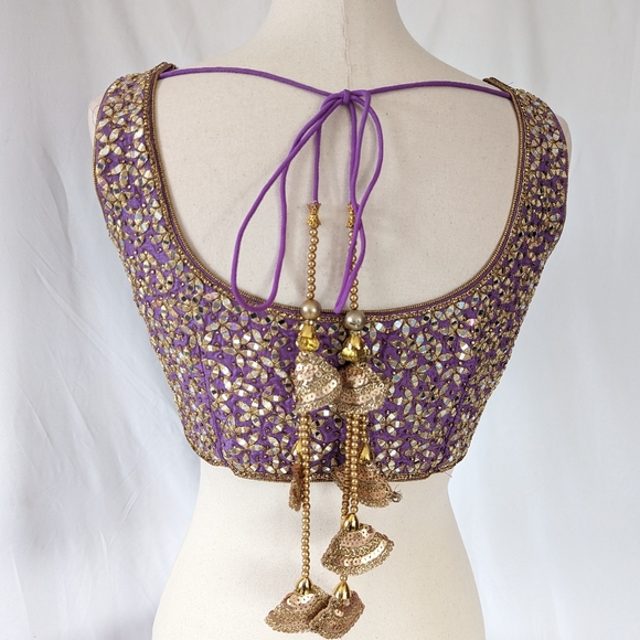 Beautiful pink and purple tie dye ready to wear Indian wedding Lehenga Choli - Picture 6 of 16